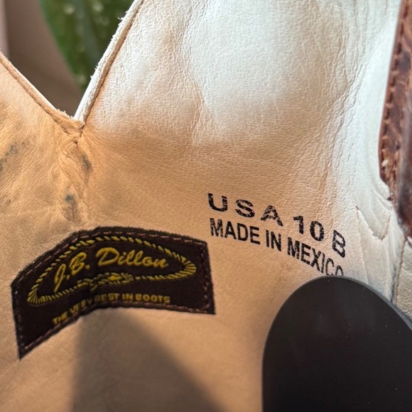 J.B. Dillon Cowboy Western Boots Womens 10 B USA Made Red Tan Leather Square Toe - Picture 5 of 9